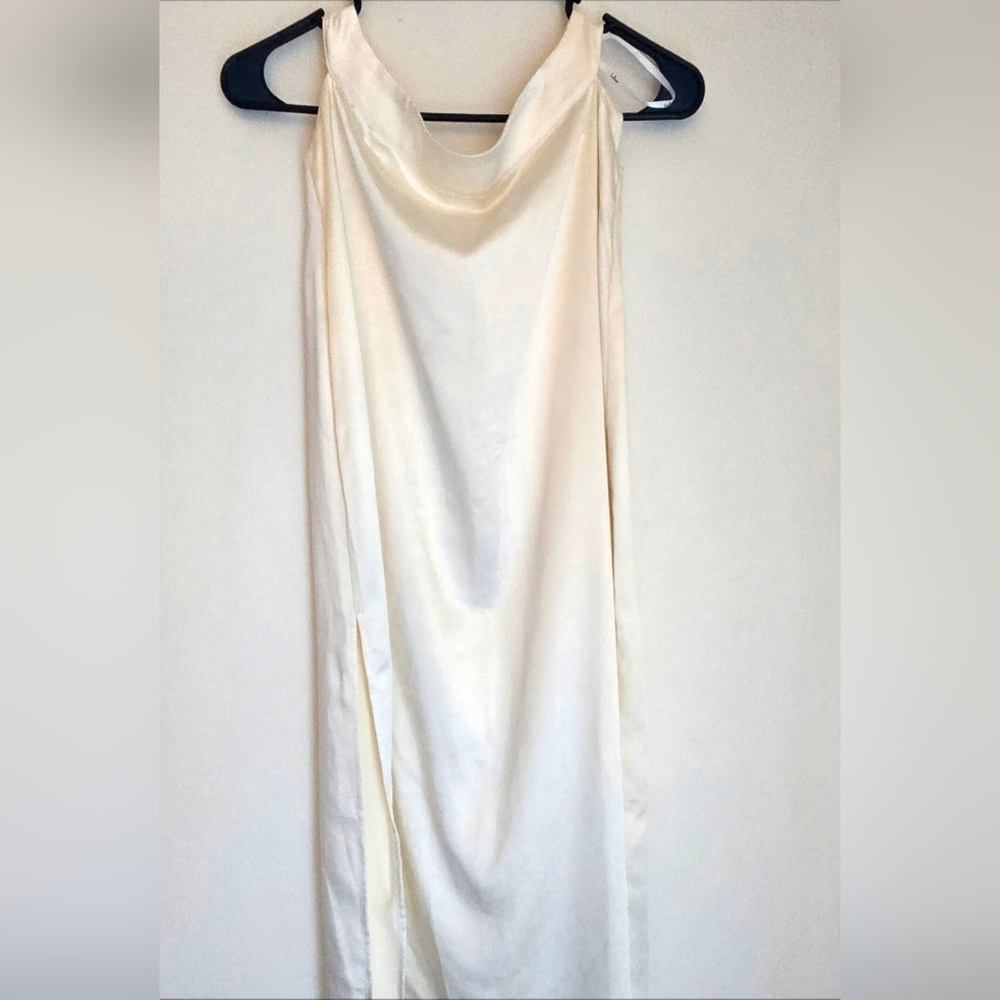 Lulu's Light Cream Satin Dress Size L